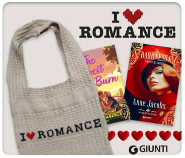 In omaggio la borsa romance con due libri romance dell'editore Giunti